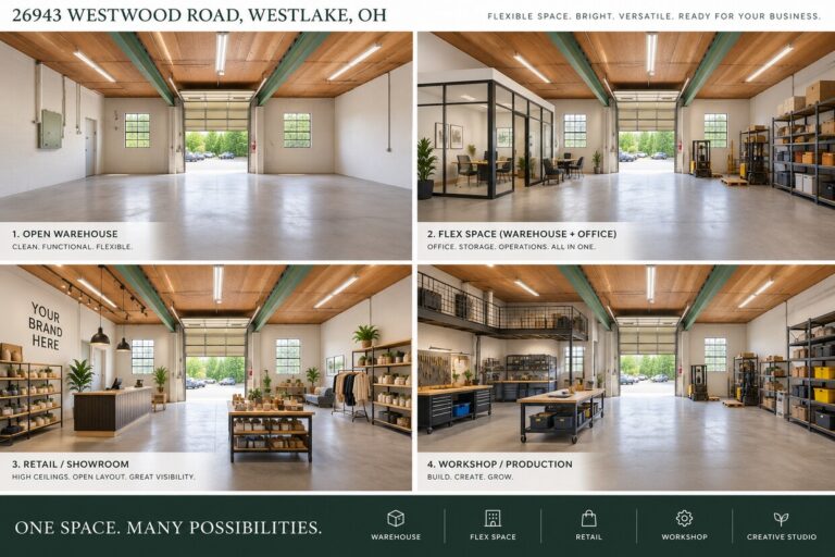26943 Westwood Rd, Warehouse/Flex – marketing sheet with layout ideas